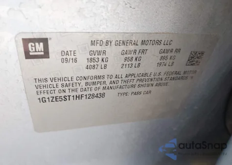 2017 Chevrolet Malibu 1Lt z USA, uszkodzony, nr VIN 1G1ZE5ST1HF128438